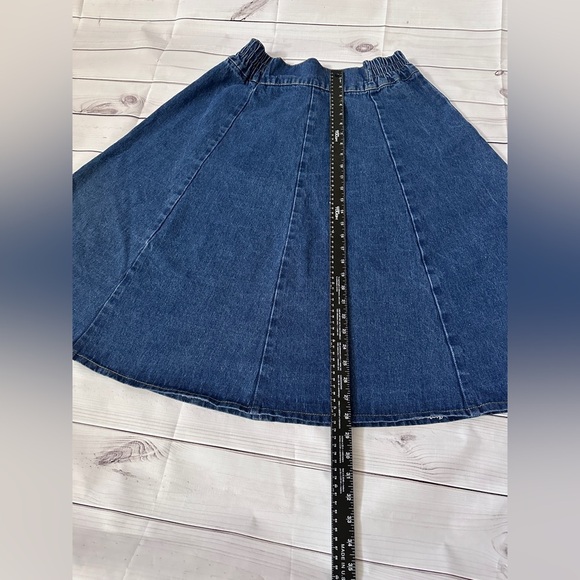 Philipp Plein Gold Logo Denim Flared Skirt Size Large , Luxury Denim, Mid Length - Picture 6 of 7